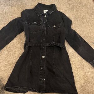 Dark Blue Denim Button-Up Dress